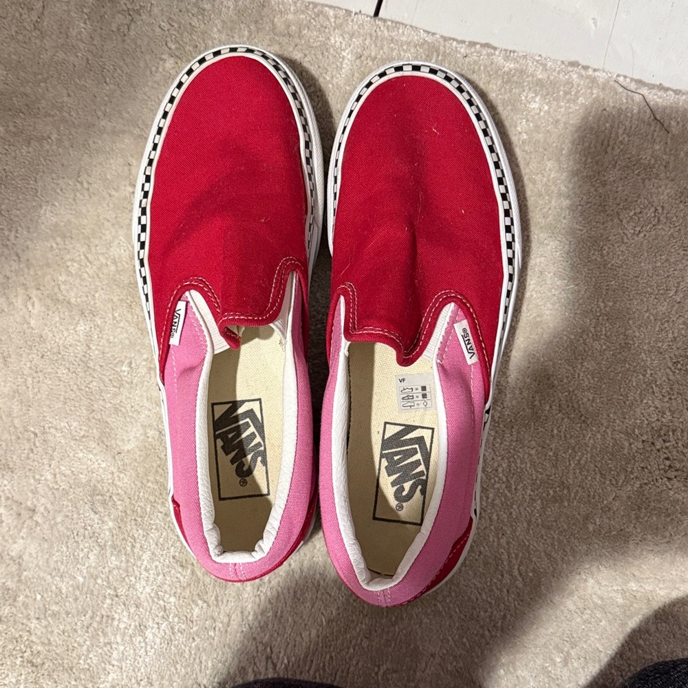 Vans Two-Tone Red and Pink Slip-Ons M 6.5/ W 8 - Picture 8 of 8